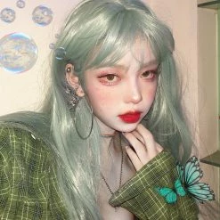 Unzzy HOT SALE Big Wave Green Wig KF90498