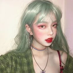 Unzzy HOT SALE Big Wave Green Wig KF90498