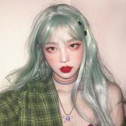 Unzzy HOT SALE Big Wave Green Wig KF90498