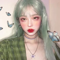 Unzzy HOT SALE Big Wave Green Wig KF90498