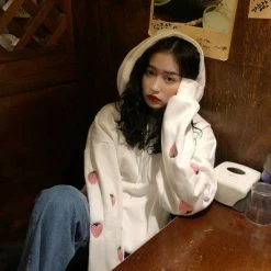 Unzzy Strawberry Embroidered Sweatshirt KF90024