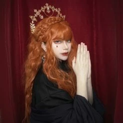 Unzzy Orange Long Curly Wig KF81790