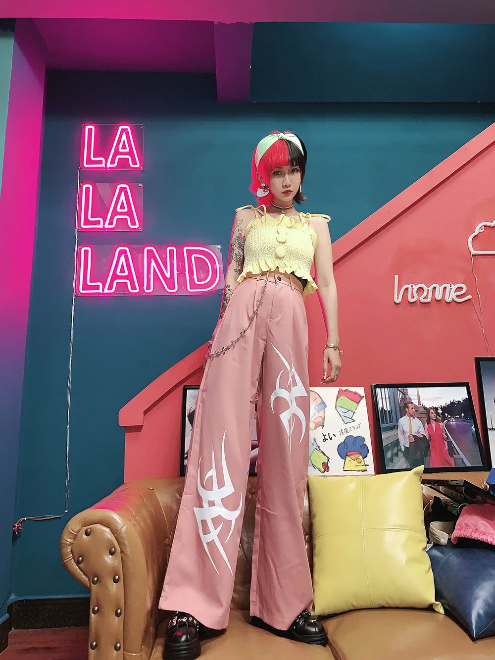 Unzzy Ulzzang Pink Pants KF9525 5 Unzzy Ulzzang Pink Pants KF9525