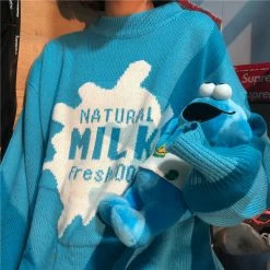 Unzzy Harajuku Blue Sweater KF9485 HOT SALE