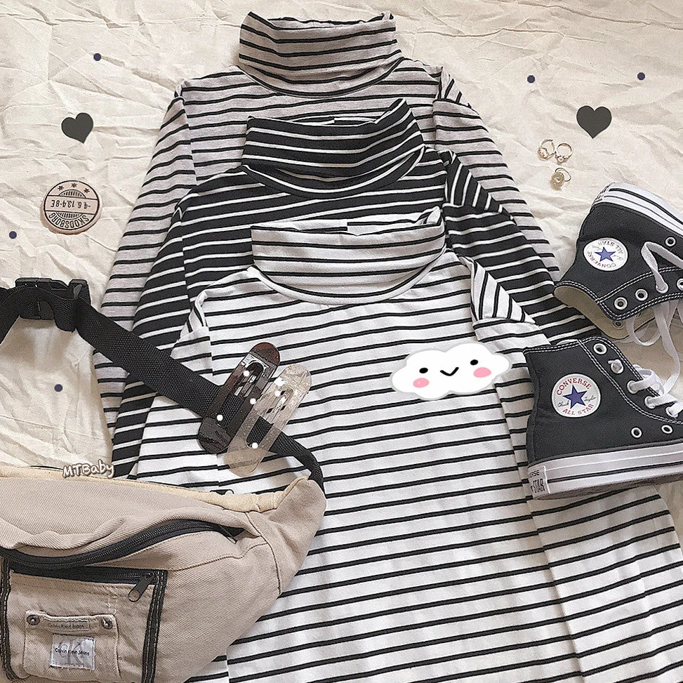 Unzzy HOT SALE Striped Long-sleeved T-shirt KF81291 3 Unzzy HOT SALE Striped Long-sleeved T-shirt KF81291