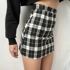 Unzzy HOT SALE Black And White Plaid Skirt KF90337 7 Unzzy HOT SALE Black And White Plaid Skirt KF90337