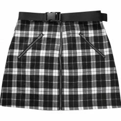 Unzzy HOT SALE Black And White Plaid Skirt KF90337 9 Unzzy HOT SALE Black And White Plaid Skirt KF90337
