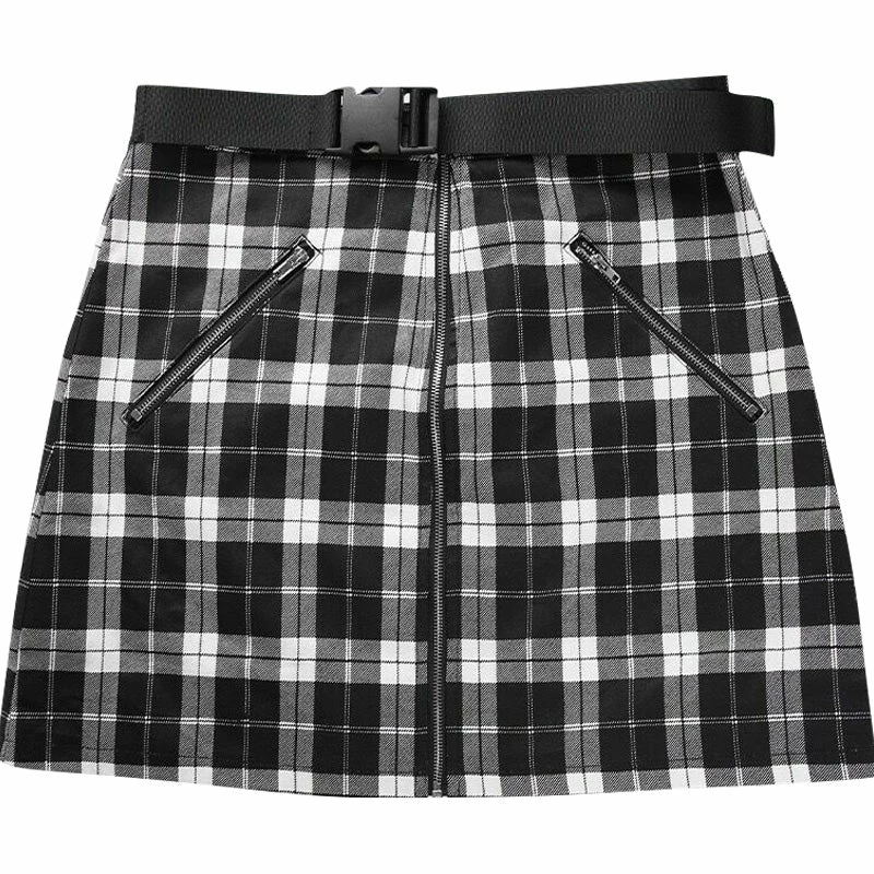 Unzzy HOT SALE Black And White Plaid Skirt KF90337 5 Unzzy HOT SALE Black And White Plaid Skirt KF90337