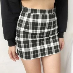 Unzzy HOT SALE Black And White Plaid Skirt KF90337 8 Unzzy HOT SALE Black And White Plaid Skirt KF90337