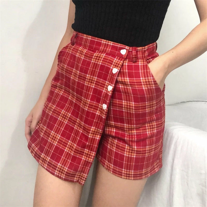 Unzzy Love Heart Plaid Skirt KF90359 7 Unzzy Love Heart Plaid Skirt KF90359