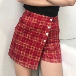 Unzzy Love Heart Plaid Skirt KF90359