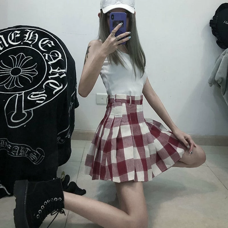 Unzzy Ulzzang Plaid Skirt KF90277 HOT SALE 4 Unzzy Ulzzang Plaid Skirt KF90277 HOT SALE