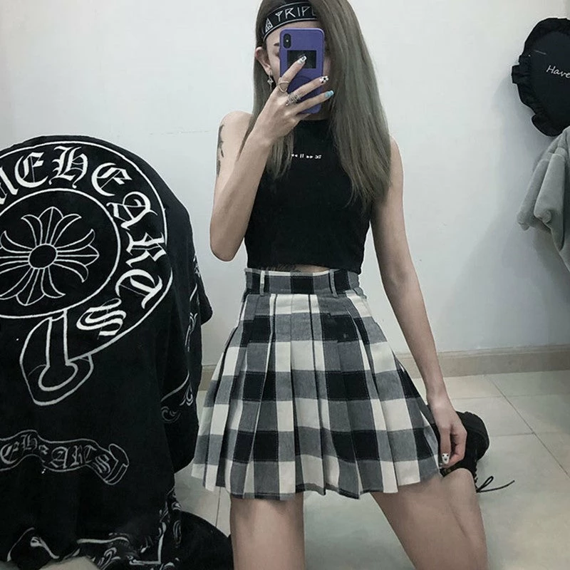 Unzzy Ulzzang Plaid Skirt KF90277 HOT SALE 3 Unzzy Ulzzang Plaid Skirt KF90277 HOT SALE