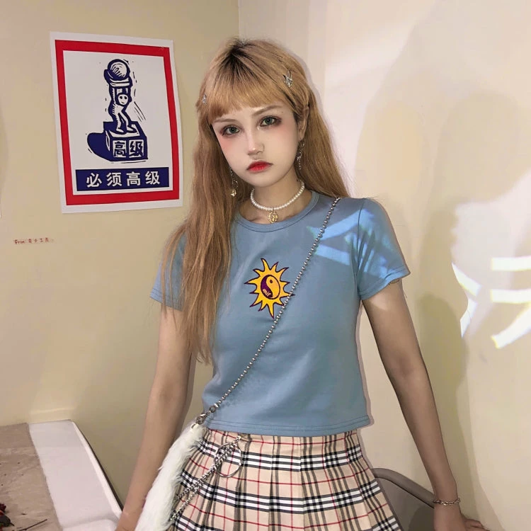 Unzzy Ulzzang Embroidered T-Shirt KF9126 2 Unzzy Ulzzang Embroidered T-Shirt KF9126