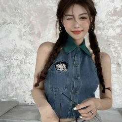 Unzzy Denim Short Vest KF82214 HOT SALE