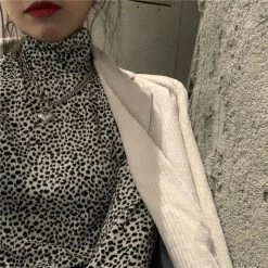 Unzzy Leopard Print Long Sleeve T-shirt KF81769