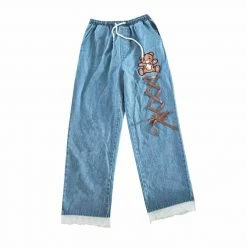 Unzzy HOT SALE Bear Embroidered Pants KF81006 8 Unzzy HOT SALE Bear Embroidered Pants KF81006
