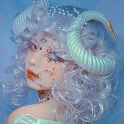 Unzzy Lolita Silver White Short Curly Wig KF82824