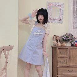 Unzzy Blue Denim Suspender Dress KF50144