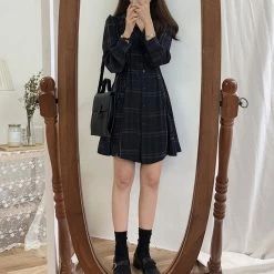 Unzzy Plaid Shirt Dress KF9394 HOT SALE