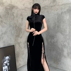 Unzzy HOT SALE Black Cheongsam Dress KF81811 7 Unzzy HOT SALE Black Cheongsam Dress KF81811