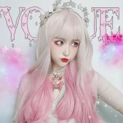 Unzzy HOT SALE Pink Gradient Long Curly Wig KF81778