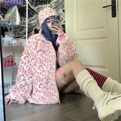 Unzzy Pink Lamb Wool Coat KF81616 HOT SALE