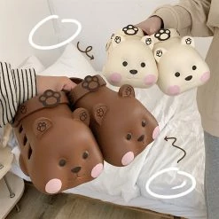 Unzzy HOT SALE Cute Three-dimensional Bear Slippers KF82663
