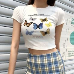 Unzzy Ulzzang Butterfly T-shirt KF81336 12 Unzzy Ulzzang Butterfly T-shirt KF81336