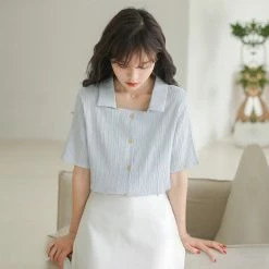 Kfashionstyle Collared Button Up Blouse KF10036 HOT SALE