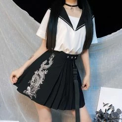 Unzzy HOT SALE Dragon Embroidered Skirt KF81414 8 Unzzy HOT SALE Dragon Embroidered Skirt KF81414