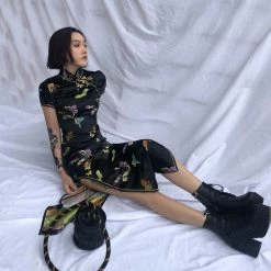 Unzzy HOT SALE Dark Vintage Cheongsam KF90376