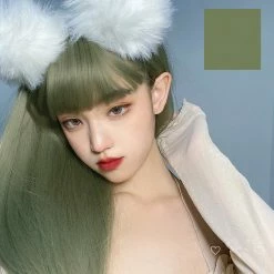 Unzzy Green Long Straight Wig KF81668
