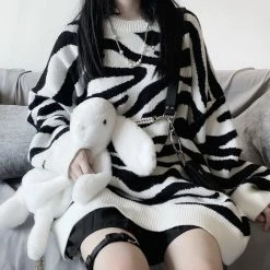 Unzzy Zebra Print Sweater KF50038