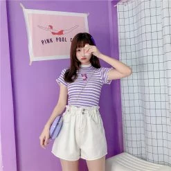 Unzzy Embroidered Striped Top KF9439