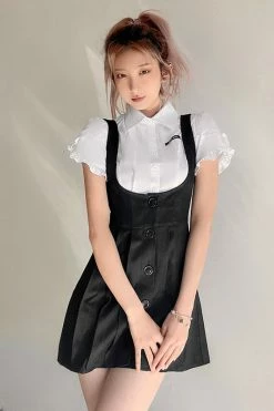 Unzzy HOT SALE Black Dress + White Top KF30375 11 Unzzy HOT SALE Black Dress + White Top KF30375