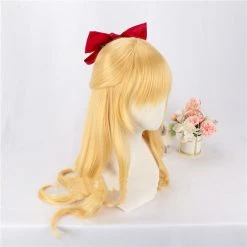 Unzzy Cosplay Light Golden Wig + Bow Hairpin KF82348
