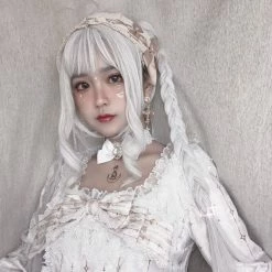 Unzzy HOT SALE White Long Roll Wig KF90768