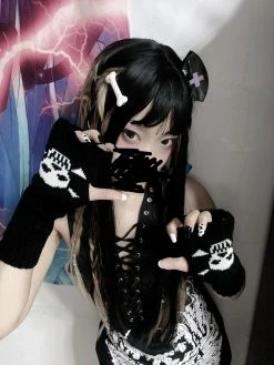 Unzzy Harajuku Dark Skull Gloves KF81818