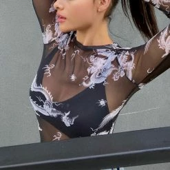 Unzzy Black Mesh T-shirt KF82290 HOT SALE