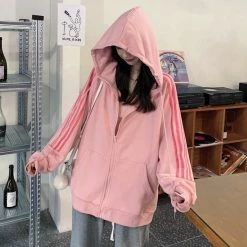 Unzzy HOT SALE Pink Hooded Sweatshirt KF30376