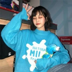 Unzzy Harajuku Blue Sweater KF9485 HOT SALE