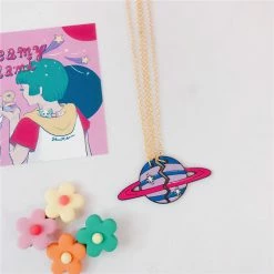 Unzzy Couple Planet Necklace (two) KF9581 HOT SALE