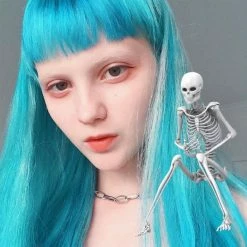 Unzzy Sky Blue Long Curly Hair Fluffy Wig KF82320