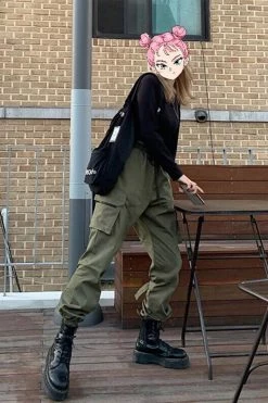 Unzzy HOT SALE Ulzzang Green Pants KF9592 9 Unzzy HOT SALE Ulzzang Green Pants KF9592