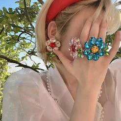 Unzzy Flower Gem Ring KF81630