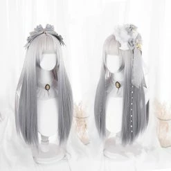 Unzzy HOT SALE Lolita Gradient Gray Long Straight Wig KF82676