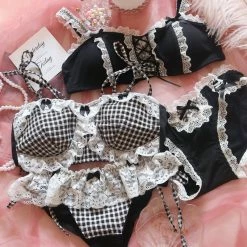 Unzzy HOT SALE Lolita Black Bra Set Suit KF825255