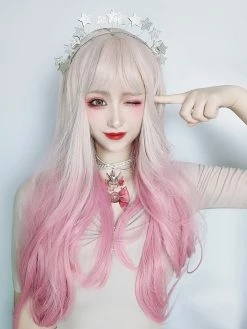Unzzy HOT SALE Pink Gradient Long Curly Wig KF81778 10 Unzzy HOT SALE Pink Gradient Long Curly Wig KF81778