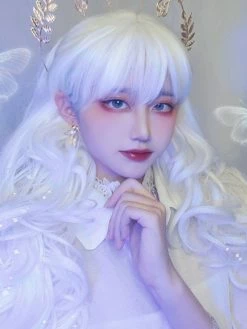 Unzzy White Big Wave Long Wig KF81387